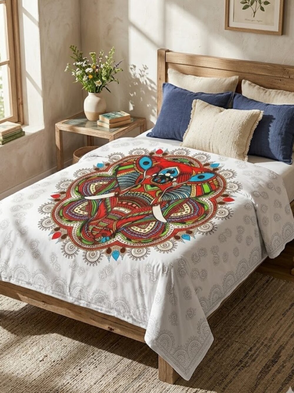 Vibrant Tapestry Colorful Boho Elephant Jungalow Style Wall Decor Bohemian NEW